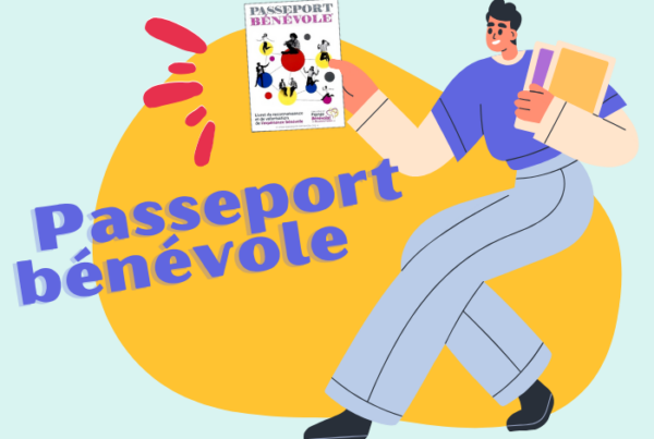 Illustration homme tenant le passeport bénévole