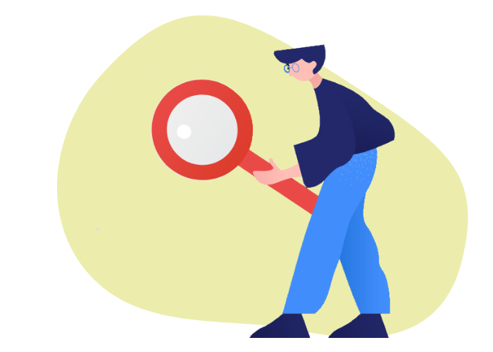 illustration article homme avec loupe